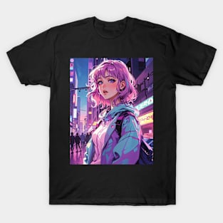 Pink street anime girl T-Shirt